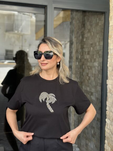 Palmiye Taşlı T-shırt