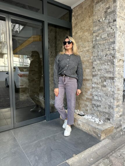 Kemerli Kahve Mom Jean